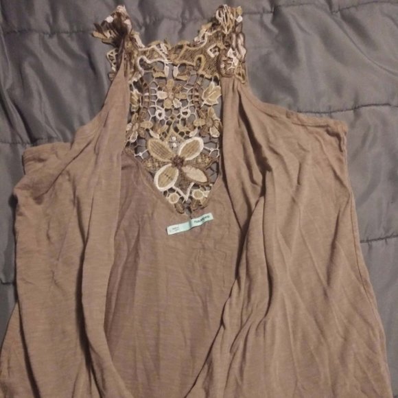 🎉B3G1 Maurices L Brown Floral Tank Cardigan